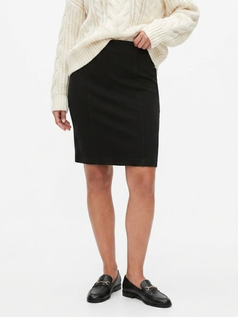 Vince Black Stretch Knit Pencil Skirt Paneled Minimalist Size XS